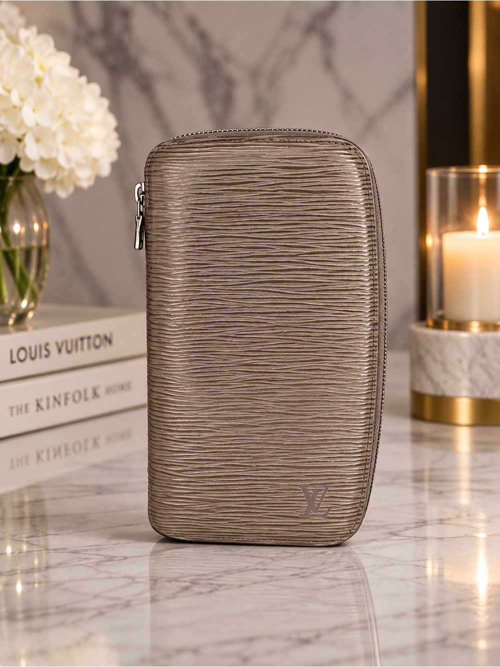 Louis Vuitton Lavender Gray Epi Leather Geode Passport Organizer Zip Wallet COA